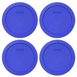 Pyrex 7201-PC Sapphire Blue Round Plastic Food Storage Replacement Lid, Made in USA - 4 Pack