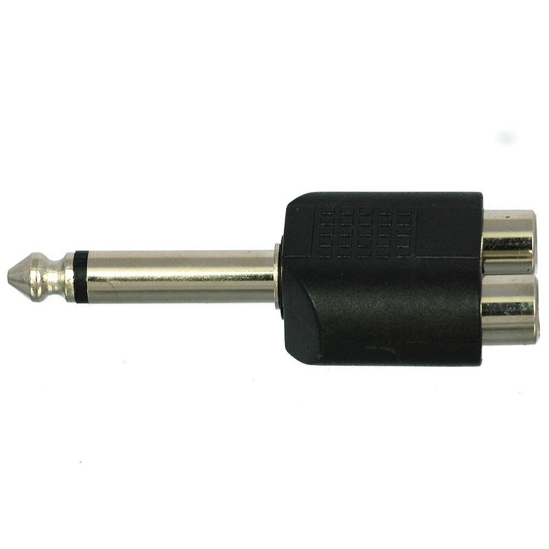 CESS 6.35mm Mono Male to Dual RCA Female Splitter Adapter,