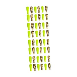 FOMIYES Artificial False Nails 24pcs Full Nail Wraps Solid Leopard Pattern Nail Art Wear Nails