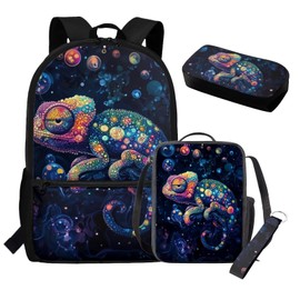 Rnyleeg Venom Lizard Bookbag for Kids 8-12 Large Capacity School Backpack with Lunch Bag Set 17 Inch School Bag Set for Elementary Middle School Travel Backpack 4 Pack