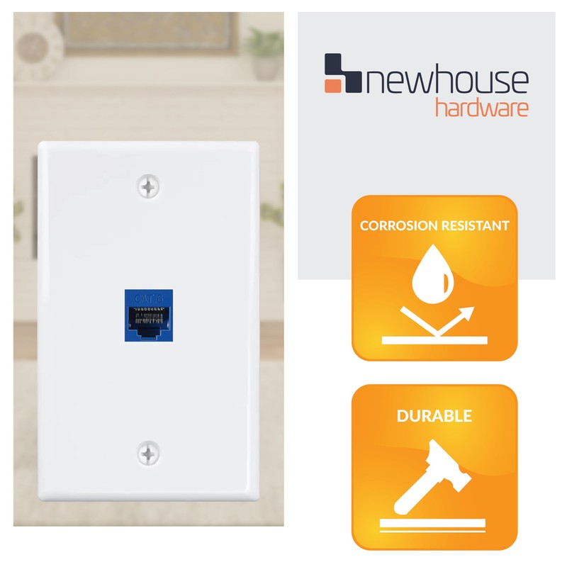 Newhouse Hardware Ethernet Wall Plate, White, 5-Pack