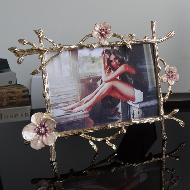 XinZhiRun Gold Frame,golden branches Textured Picture Frame,Vertical Display,Tabletop & Wall