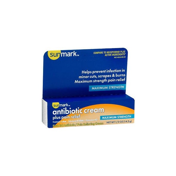 Sunmark Antibiotic Cream Plus Pain Relief - 0.5 oz, Pack of 6