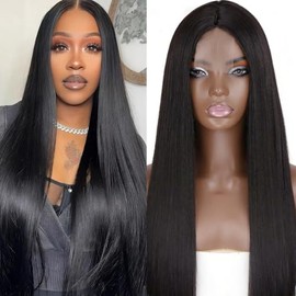 26 Inch Lace Front Wigs Straight HD Transparent Lace Front Wigs Human Hair Pre Plucked Pre Bleached Wig for Women Glueless Wig Natural Black Color