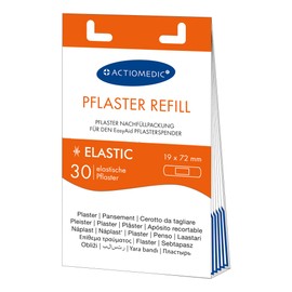 ACTIOMEDIC EasyAid Elastic Plaster Strips Refill Set, 30 Pieces, Compatible with EasyAid Plaster Dispenser, Hypoallergenic, Elastic Plasters, Finger Plasters for Children and Adults