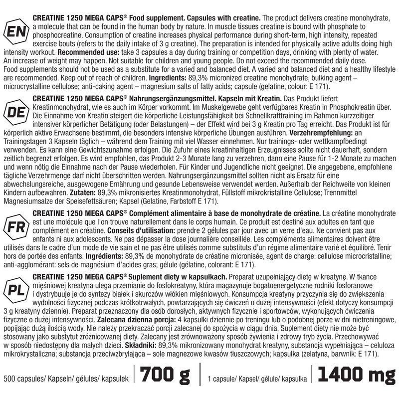 Olimp Creatine 1250 Mega Caps 5901330071256 White 500