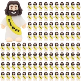 Yelakey Mini Jesus Figures 50/100Pcs Tiny Jesus Figures Cute Jesus Ornament with Jesus Love You Slogan Religious to Hide and Seek Religious Christmas Christian Baptism Gifts:_yellow