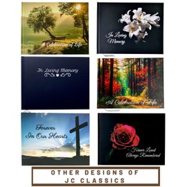 JC Classics Funeral Guest Book | Memorial Guest Book Hardcover | Guestbook for Sign In, Condolence (Black-Lily)