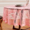 LinenZone Beautiful Round Lace Tablecloth with Elegant Scalloped Bottom for