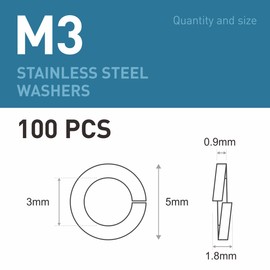 BOUMVID Pack of 100 Spring Washers M3, Spring Washer Shape B after Spring Ring Smooth, 304 Stainless Steel DIN 127 A2 V2A Spiral Spring Washers Spring Washers Snap Ring Washers