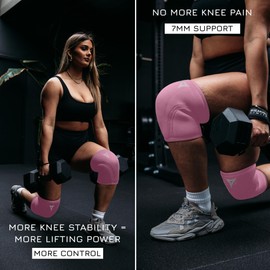 BREAKING LIMITS Pink Knee Sleeves Weightlifting Women - Gym Knee Sleeves for Women - 7MM Knee Wraps for Squats, Lifting & Powerlifting (XL)