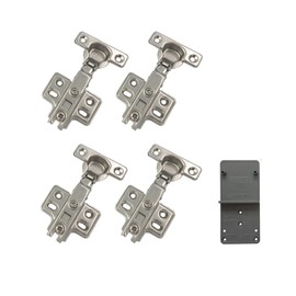 LOOTICH 90 Degree Full Overlay 26mm Soft Close Mini Hinge with Hydraulic Damper for Kitchen Cabinet Cupboard Wardrobe Light Door Automatic Hinges with Cushioning Pack of 4