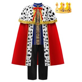 ReliBeauty Medieval King Costume Children Boys with Crown 110