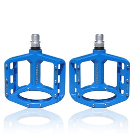 UPANBIKE Magnesium Alloy Bike Pedals 9/16'' Spindle Bearing High-Strength Non-Slip Large Flat Platform for Mountain Bike Road Bicycle (Blue)
