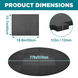 GOOFCXO 77" Round Hot Tub Mat for Inflatable Tub, 1/2" Extra Thick Hot Tub Pad Foundation Non-Slip EVA Foam Padding for Outdoor Hot Tubs Pool Spa Pad Game Camping Mat, Easy Clean