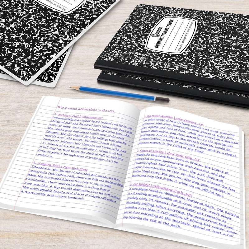 Rosmonde Composition Notebook Wide Ruled 5 Pack, 200 Pages (100