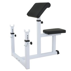 JungleA Preacher Curl Bench with Adjustable Rack, Olympic Weight Bench for Strength Training/Arm Workout, Biceps Training Bench for Home Gym, 550 Lbs Capacity, White