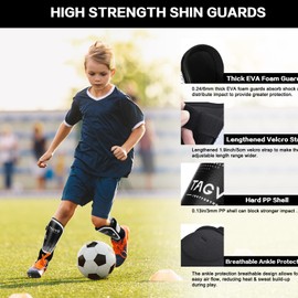 TAGVO Soccer Shin Guards for Kids Youth Adults, Protective Soccer Equipment for Boys Girls Men, Soccer Shin Pads for Kids Soccer Games EVA Cushion Reduce Shocks and Injuries
