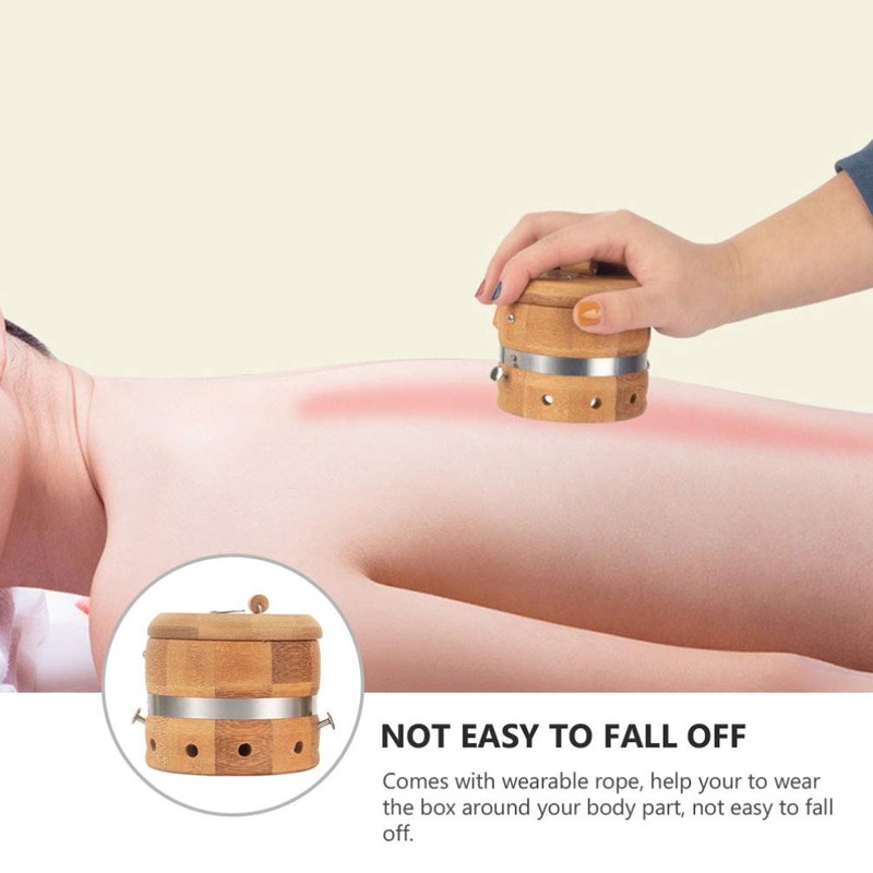 Healifty Moxibustion Box Bamboo Moxa Burner Holder 3- Gear Adjustable