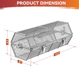 Skyflame Round Tumble Rotating Rotisserie Basket, Stainless Steel BBQ Rolling Basket for Grilling,Fits for 5/16 Inch Square, 3/8 Inch Square, 3/8 Inch Hexagon, 1/2 Inch Hexagon Spit Rods