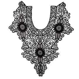 Lace Applique, Embroidered Neckline, Flowers Collar, Lace Collar, Insert Collar, Decorating Lace Applique Patch, Flower Appliqué for Wedding Dress, Applique, Collar Decoration, White
