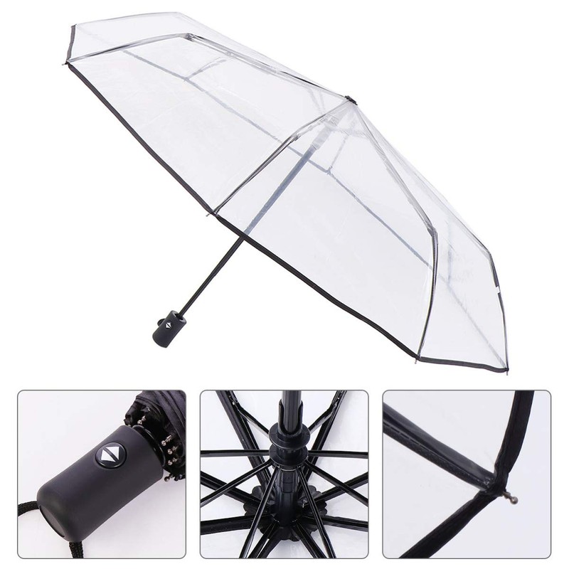 VALICLUD Folding Umbrella Automatic Transparent Umbrella Automatic Open Folding Umbrella