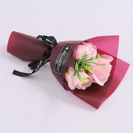SHULFY Soap Flower Immortal Flower Simulation Flower 3 PCS a Bunch 9.5 "can be Used Birthday Gifts can be Placed in Bathroom Living Room and Bedroom Multi-Color Rose (Pink)