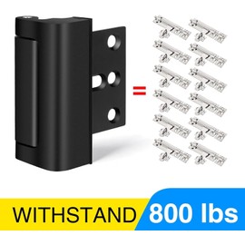 Reinforced Home Security Lock, Fcicarn Door Lock Reinforcement Kit, Comes with 8 Screws for Installation of a 3" Steel Stop That Withstands up to 800lbs on Inward Swinging Doors, Black