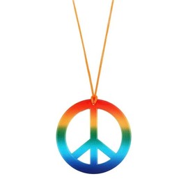 FORUBUS Peace Sign Pendant Necklace Retro Hippie Style Peace and Love Symbol Distressed Charm Rope Necklace for Women Men Jewelry (Colorful-rainbow)