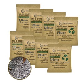 Wisesorb Kraft Clay Desiccants Packs for Safe, 5 Gram 60 Pack Dehumidifier for Gun Safe, Military Grade Moisture Absorbers, Conforms to MIL-D-3464E Type I & II Absorbents