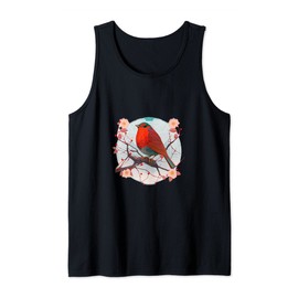 Charming Red Robin Cherry Blossom Branch with Cute Design Tank Top