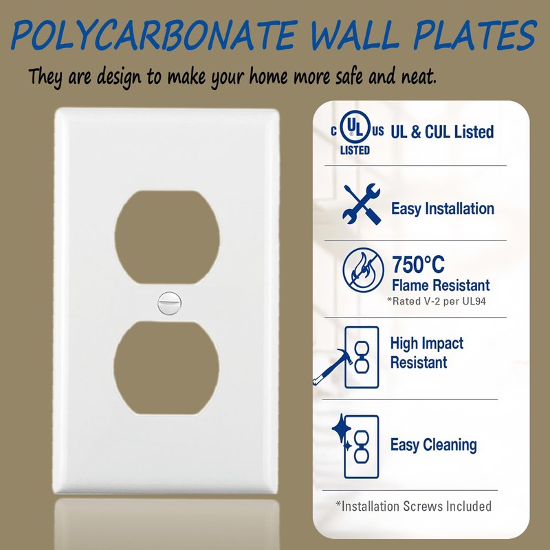 Outlet Covers Wall Plates -Duplex Outlet Covers, 1-Gang Standard Size