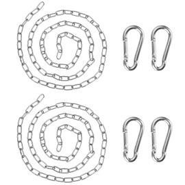 Pack of 2 Stainless Steel Chain with Carabiner 1 m Extension Chain for Hanging Chair, Metal Chains, Round Steel Chain for Swings, Hanging Chair, Bird Cage, Shade, Sail, Fence, Pet, Dog Chain
