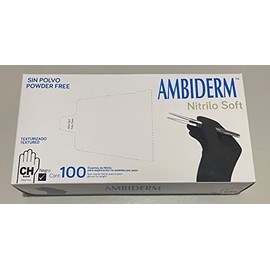 AMBIDERM | Guante de Nitrilo Soft sin Polvo Caja con 100 (CH, Negro)