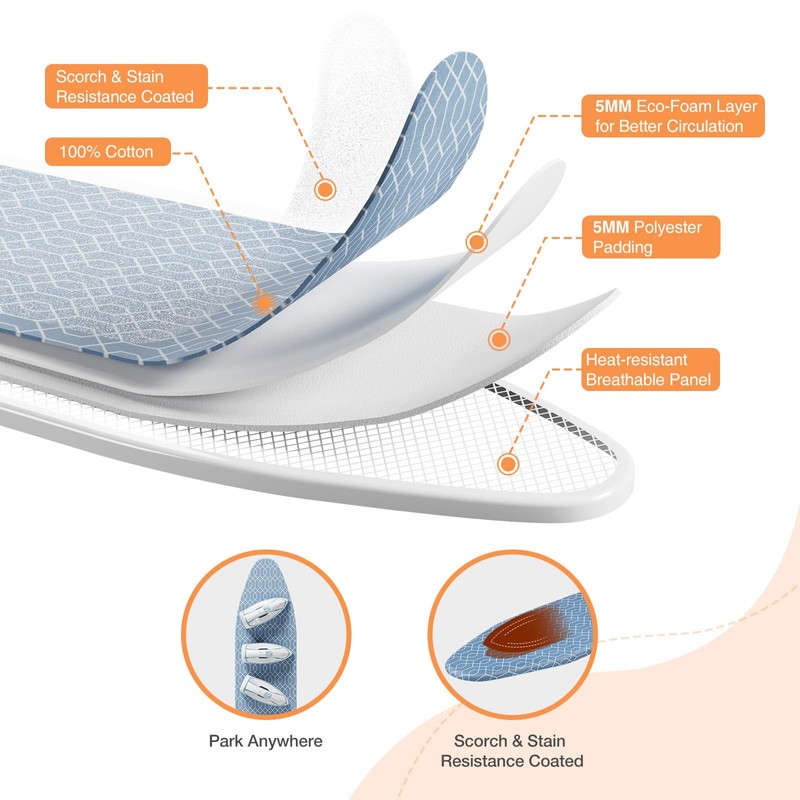 KINGBOARD Wall Mounted Ironing Board with Iron Holder, Compact Ironing