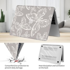 Seorsok Compatible with MacBook Air 13 Inch Case 2020 2019 2018 Release A1932 A2179 M1 A2337 Touch ID, Plastic Hard Shell Case with Keyboard Cover，Butterflies