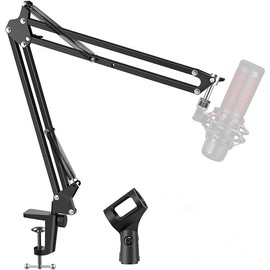 IJESA Boom Arm Microphone Mic Stand for Blue Yeti HyperX QuadCast SoloCast Snowball Fifine Shure SM7B and other Mic, Medium, Black