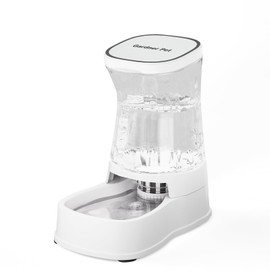 Gardner Pet Automatic Gravity Water Dispenser for Dogs, 1.0Gallon 100% BPA-Free Dog Water Bowl Dispenser, Pet Water Fountain Dispenser with Sponge Filter for Small&Medium Dogs, Cats, Puppies(White)