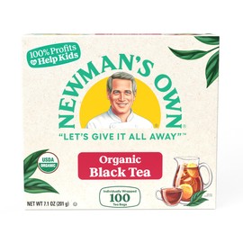 Newman's Own Organic Black Tea Strong Robust Black Tea with 100 Tea Bags Per Box (Pack of 2) USDA Certified Contains Caffeine Brew Hot/Cold