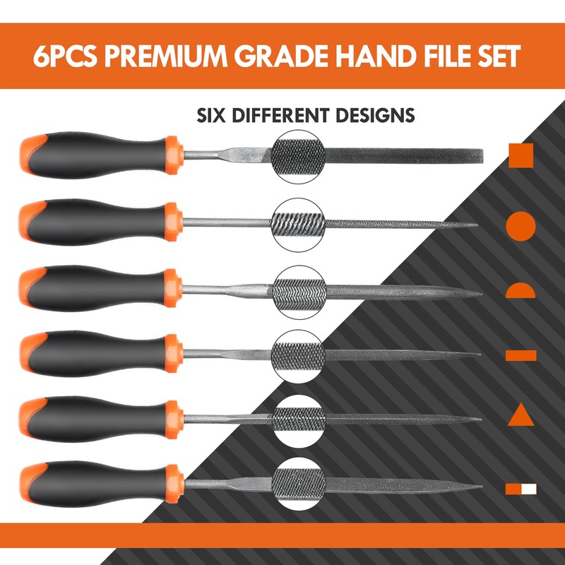 CCLIFE File Set 6-Piece Professional Workshop File Set Small Metal