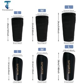 Tycoonest Football Shin Guards + Sock Sleeves, Soccer Shin Pads with Insert Pocket Calf Sleeves for Kids Youth Adult - Black