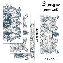 BEUNITONE 3 Sheets Mermaid Rub on Transfers Waterproof Seamaid Furniture Transfers Decal Sea Wave Rub on Decor Transfers 6 x 12 Butterfly Ocean Theme Transfer Stickers for Wood Door Craft Home Decor