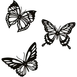 Metal Butterfly Wall Decor - Lylence 3pcs Black Metal Butterfly Wall Decoration, Metal Butterfly Outdoor Decor, Versatile Butterfly Wall Decoration for Living Room, Bedroom and Bathroom - Large Size 3