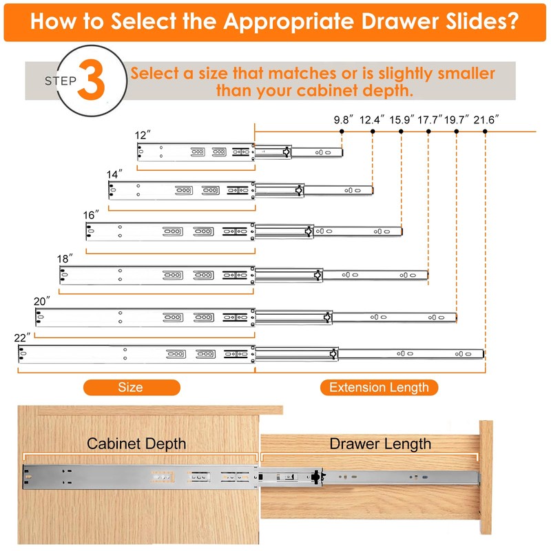 HBL’ 5 Pairs | Soft Close Drawer Slides 18 inch,