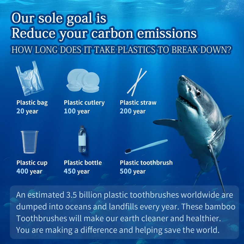 Tooth HaHa Bamboo Toothbrushes, Medium Bristles BPA-Free Bristles Toothbrushes for
