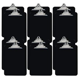 Black Plastic Clipboards, 12 Pack, Durable, 12.5 x 9 Inch, Standard Metal Clip, by Better Office Products, Black, Set of 12