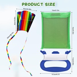 TranRantic 2 Piece Kites for Children, Rainbow Kite for Boys Girls with Long Tails, Colorful Pocket Kites, Simple Kids Kite for Beach Game Summer Outdoor, Flying Toys for Children & Adults