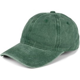 styleBREAKER 04023054 Unisex 6-Panel Vintage Cap, Plain Washed Look, Baseball Cap, Metal Buckle, Adjustable, dark green