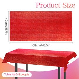 Just Shimmer 4 Pieces Red & Green Holographic Tablecloth 40" x 108" Party Decoration Birthday Party Table Decor Iridescence Plastic Table Cloth for Bachelorette Party Supplies