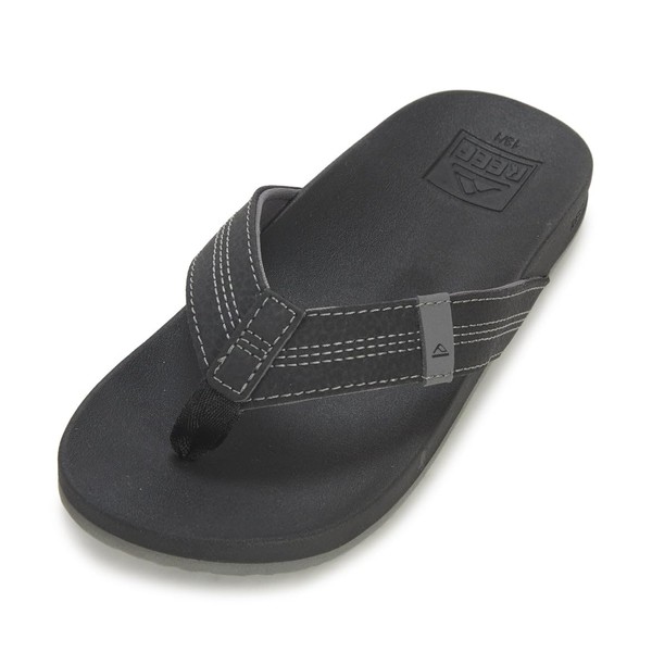 Reef Boy's Kids Cushion Phantom Flip-Flop, Black, 1 Big